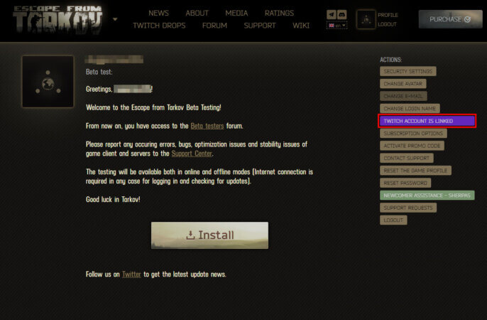 Escape from Tarkov - Twitch Drops Connect Account
